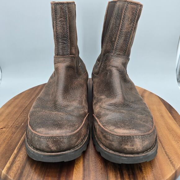 Ugg Herrick Chelsea Boots Mens 11 Brown Leather Rugged Casual Pull On Ankle